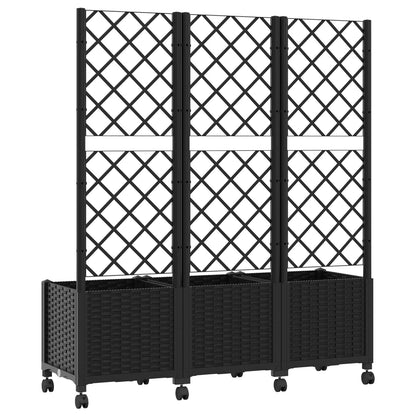 Jardinera Con Enrejado Y Ruedas Negro 120 X 40 X 146 Cm Pp_4
