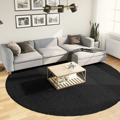 Alfombra Peluda De Pelo Largo Moderna Pamplona Negra Ø 280 Cm / Vetonek_1