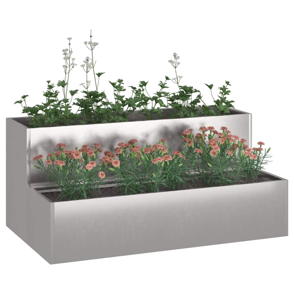 Macetero De Jardín Plateado 100 X 60 X 45 Cm Acero Inoxidable_2