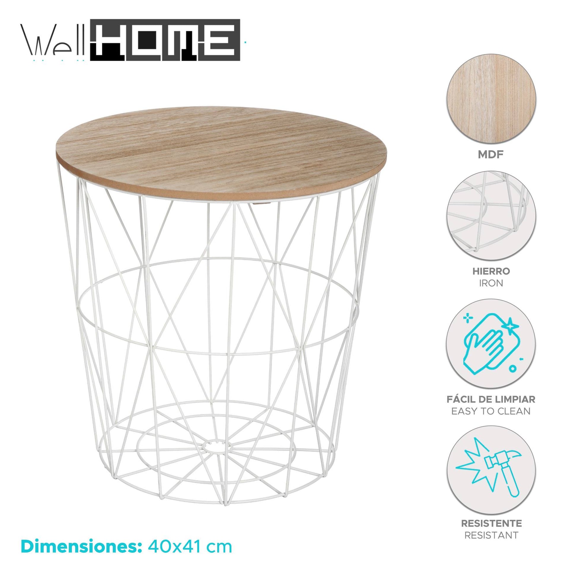 Well Home Mesa Auxiliar De Metal Blanco 'kumi' Ø40x41cm_1