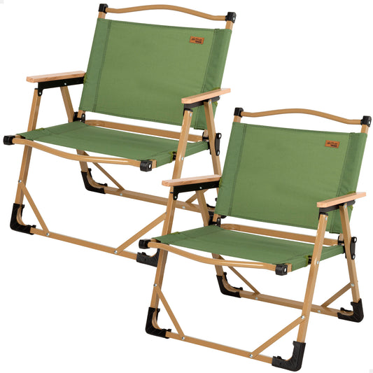 Pack 2 Sillas Plegables Bajas Glamping Verde Acero Aktive_0