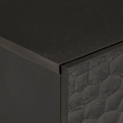 Mesita De Noche Madera Maciza De Mango Negra 50x33x60 Cm_4
