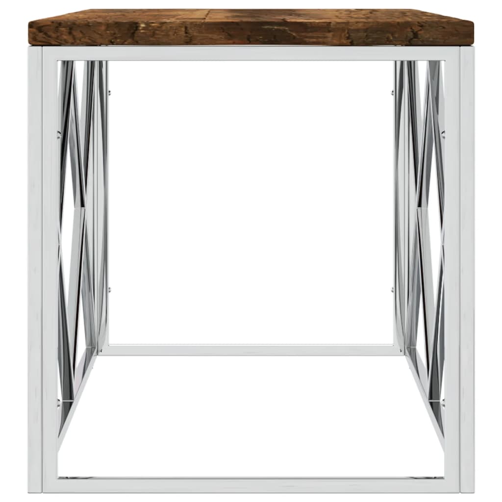 Mesa De Centro Acero Inoxidable Y Madera Maciza Reciclada_2