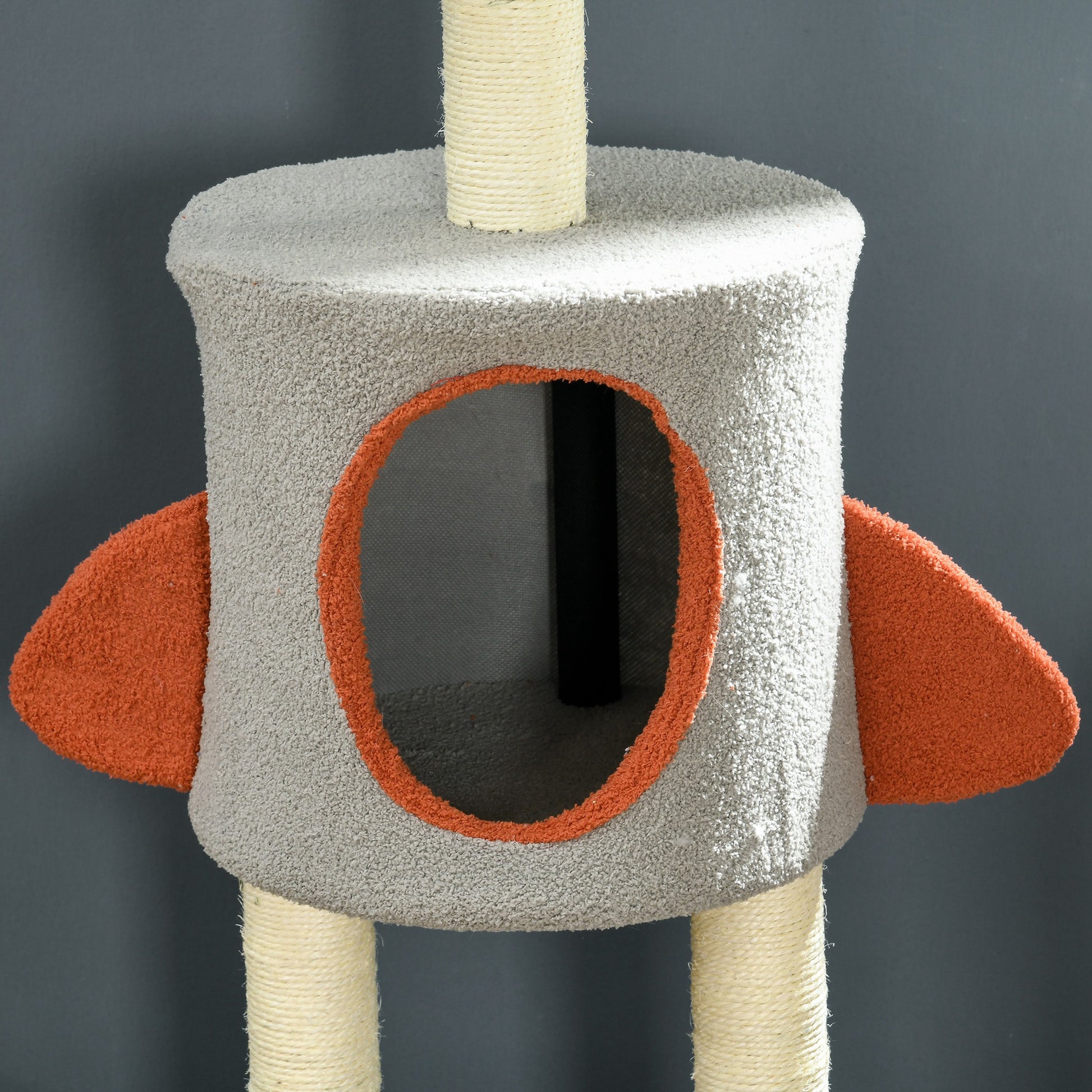 Pawhut Árbol Rascador Para Gatos De 116 Cm Tipo De Cohete Con Postes Cama Azul_3