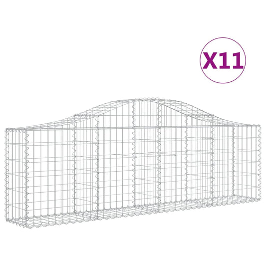 Cestas De Gaviones 11 Uds Forma De Arco Hierro 200x30x60/80 Cm_0
