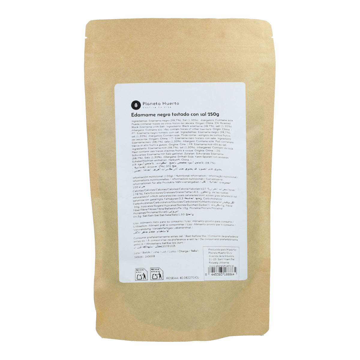 Edamame preto torrado com sal Planeta Huerto 250 g
