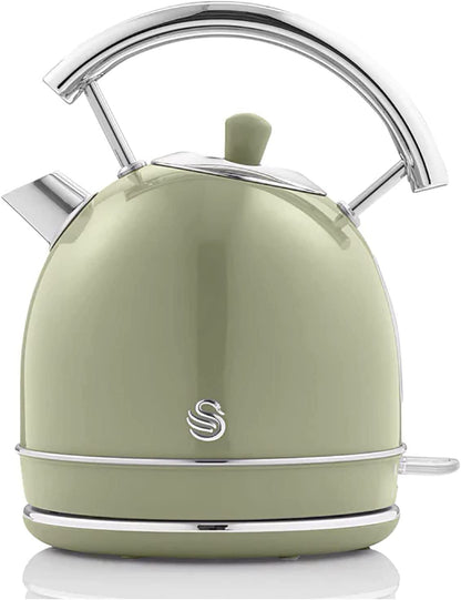 Swan Retro Hervidor Agua Eléctrico, 1,8 L, Resistencia Oculta Acero Inoxidable, Sin Bpa, Inalámbrico, Sk14630gneu,verde_0