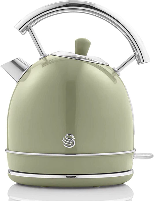 Swan Retro Hervidor Agua Eléctrico, 1,8 L, Resistencia Oculta Acero Inoxidable, Sin Bpa, Inalámbrico, Sk14630gneu,verde_0