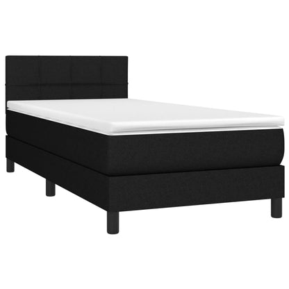 Cama Box Spring Colchón Y Luces Led Tela Negro 80x200 Cm / Vetonek_3