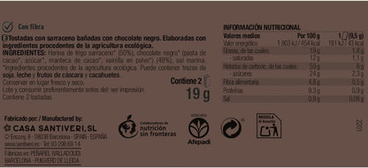 Tosta crocante de trigo sarraceno com chocolate negro biológico 3x57g