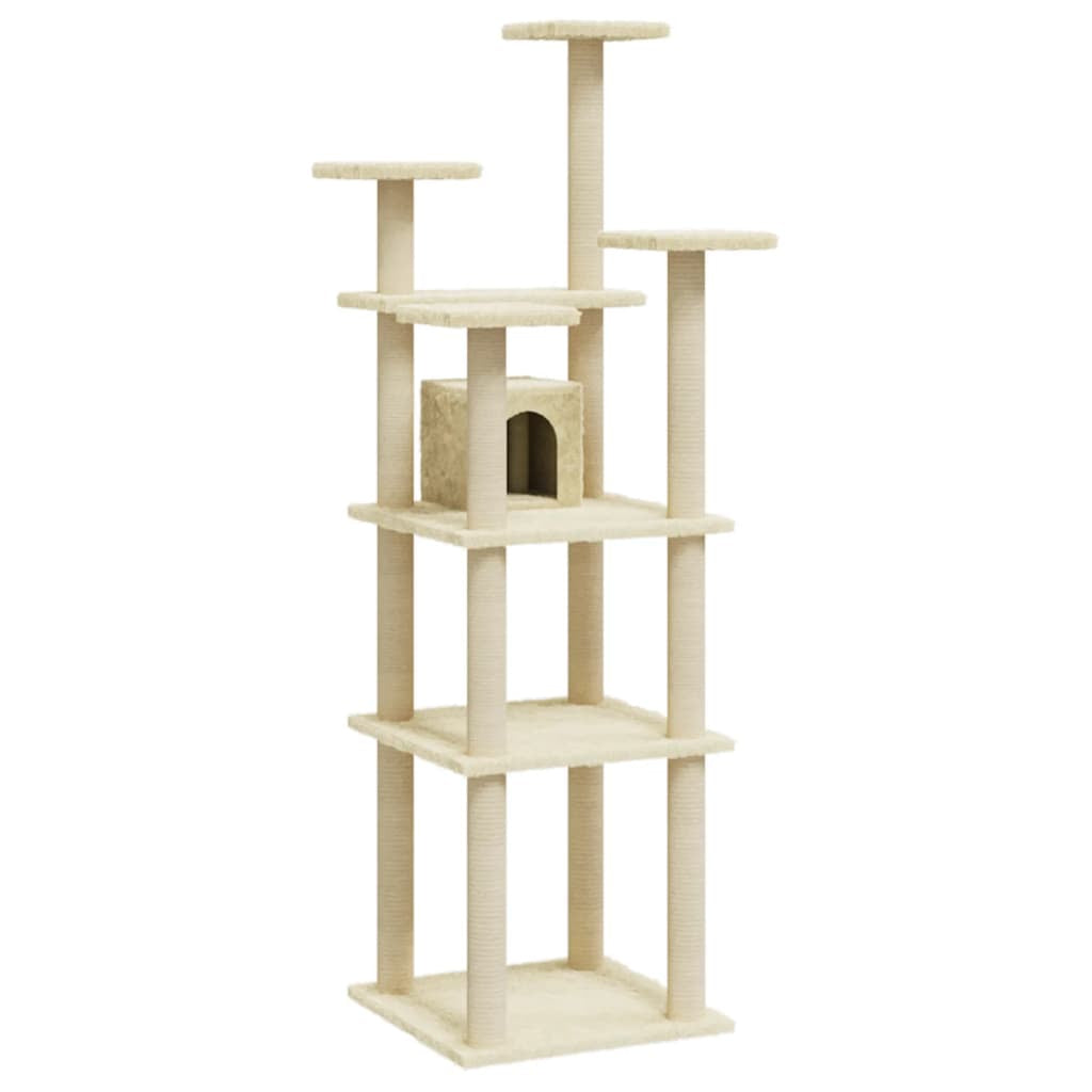 Vidaxl Rascador Para Gatos Con Postes De Sisal Crema 171 Cm_0
