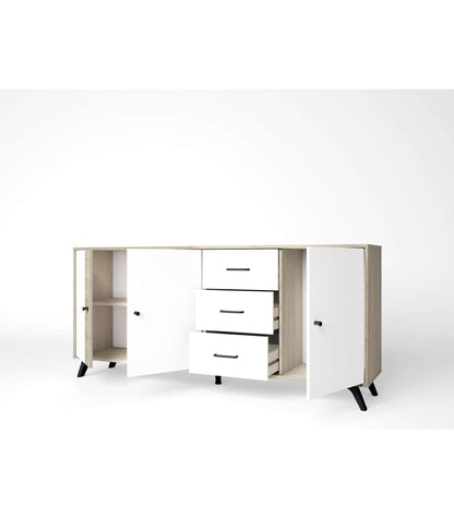 Mueble Aparador Para Comedor Modelo Samira 3 Puertas 3 Cajones Acabado Sahara/blanco, 180._2