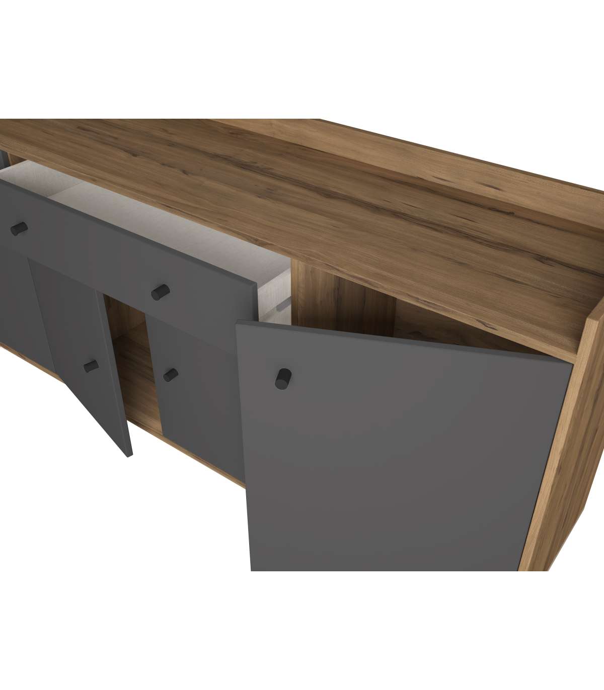 Mueble Aparador Marta 4 Puertas 1 Cajón Acabado Pizarra/sabi, 180.5cm(ancho) 79.5cm(alto)_1