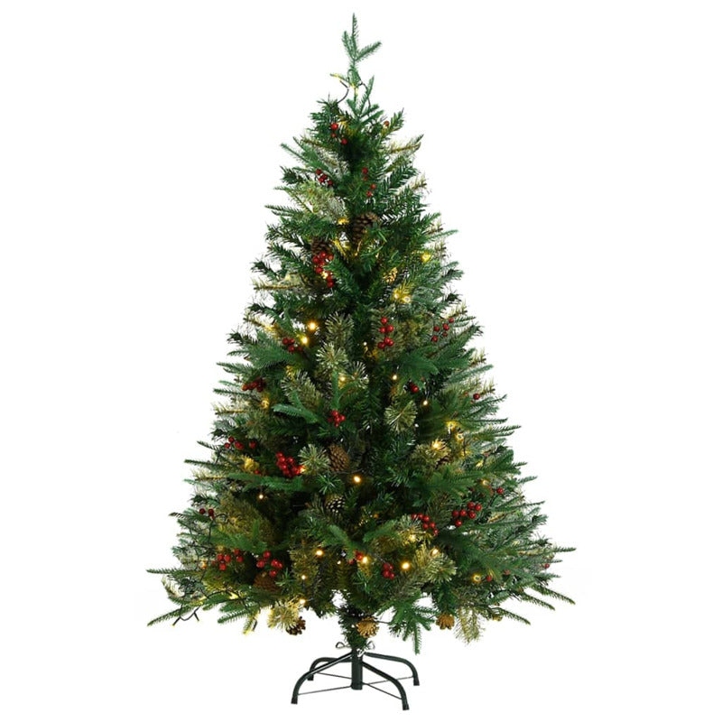 Vidaxl Árbol De Navidad Con Luces Y Piñas Pvc Con Pe Verde 120 Cm_1