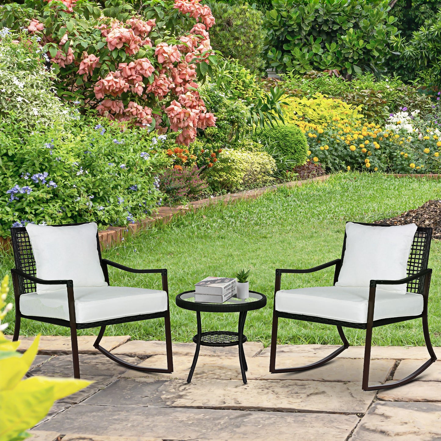 Outsunny Conjunto De Muebles De Ratán Para Jardín Con Mesa Ø51x46 Cm Y 2 Sillas_1