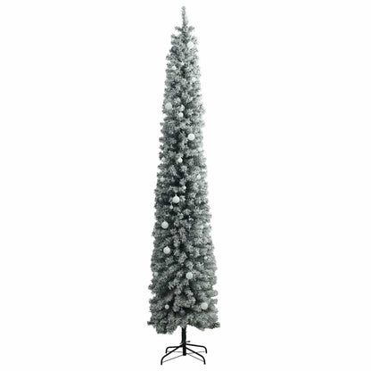Vidaxl Árbol De Navidad Estrecho Con 300 Led Y Bolas Y Nieve 270 Cm_3