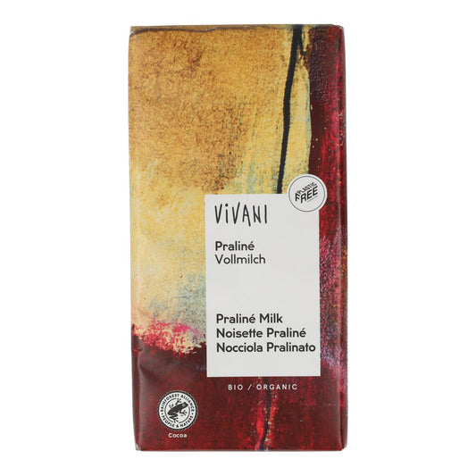 Chocolate de Leite Orgânico Vivani com Praliné 100g