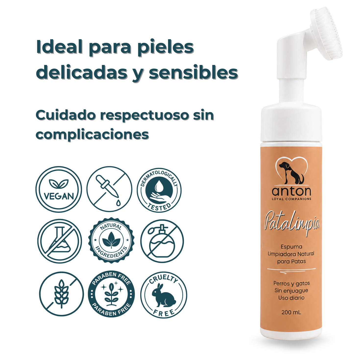 Espuma limpiadora natural para la higiene de las patas de perros y gatos – 200 ml_5