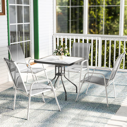 Outsunny Juego De 4 Sillas De Jardín Exterior 54x75,5x95 Cm Gris Claro_1