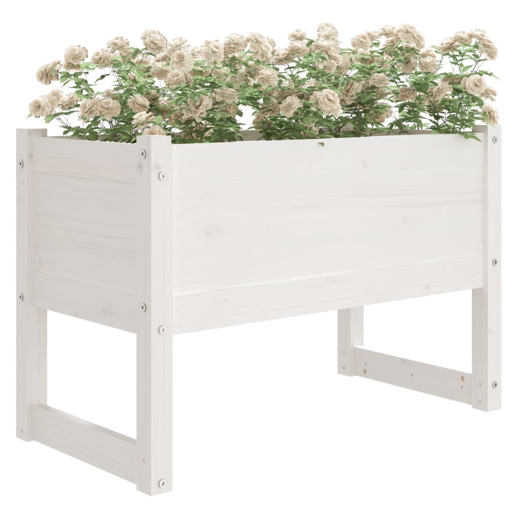 Jardinera Madera Maciza De Pino Blanco 78x40x52 Cm_2