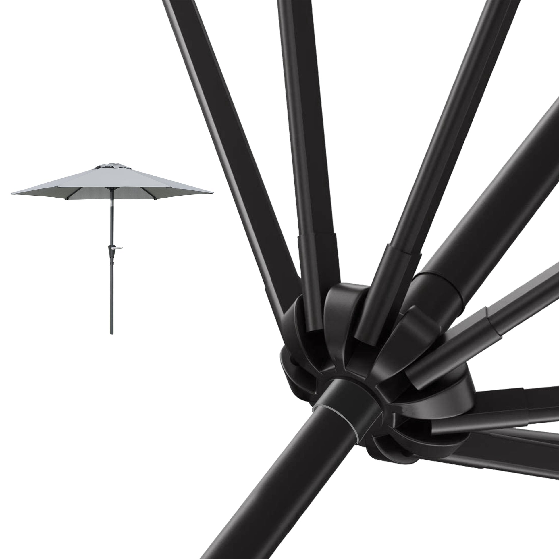 Outsunny Sombrilla Terraza Exterior Ø230 Cm Con Ángulo Ajustable Gris_3