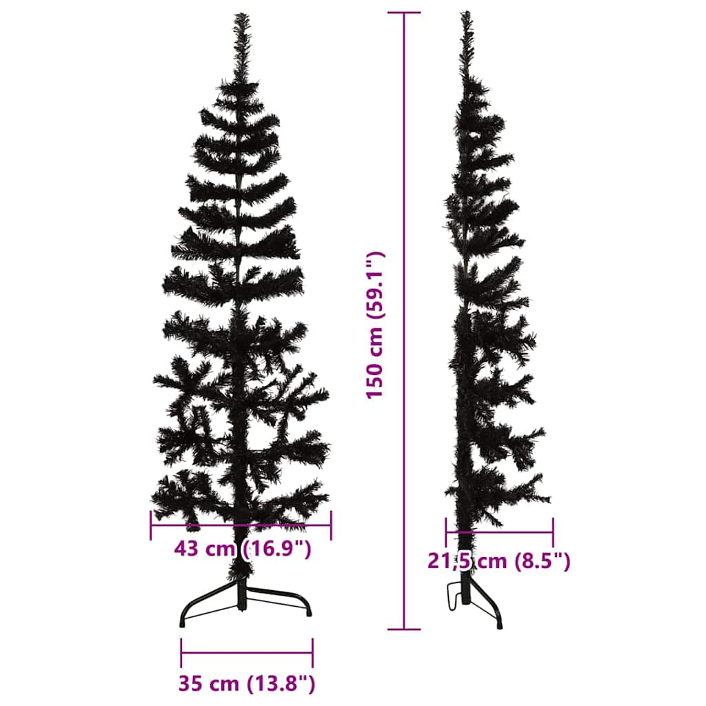 Vidaxl Medio Árbol De Navidad Artificial Con Soporte Negro 150 Cm_2