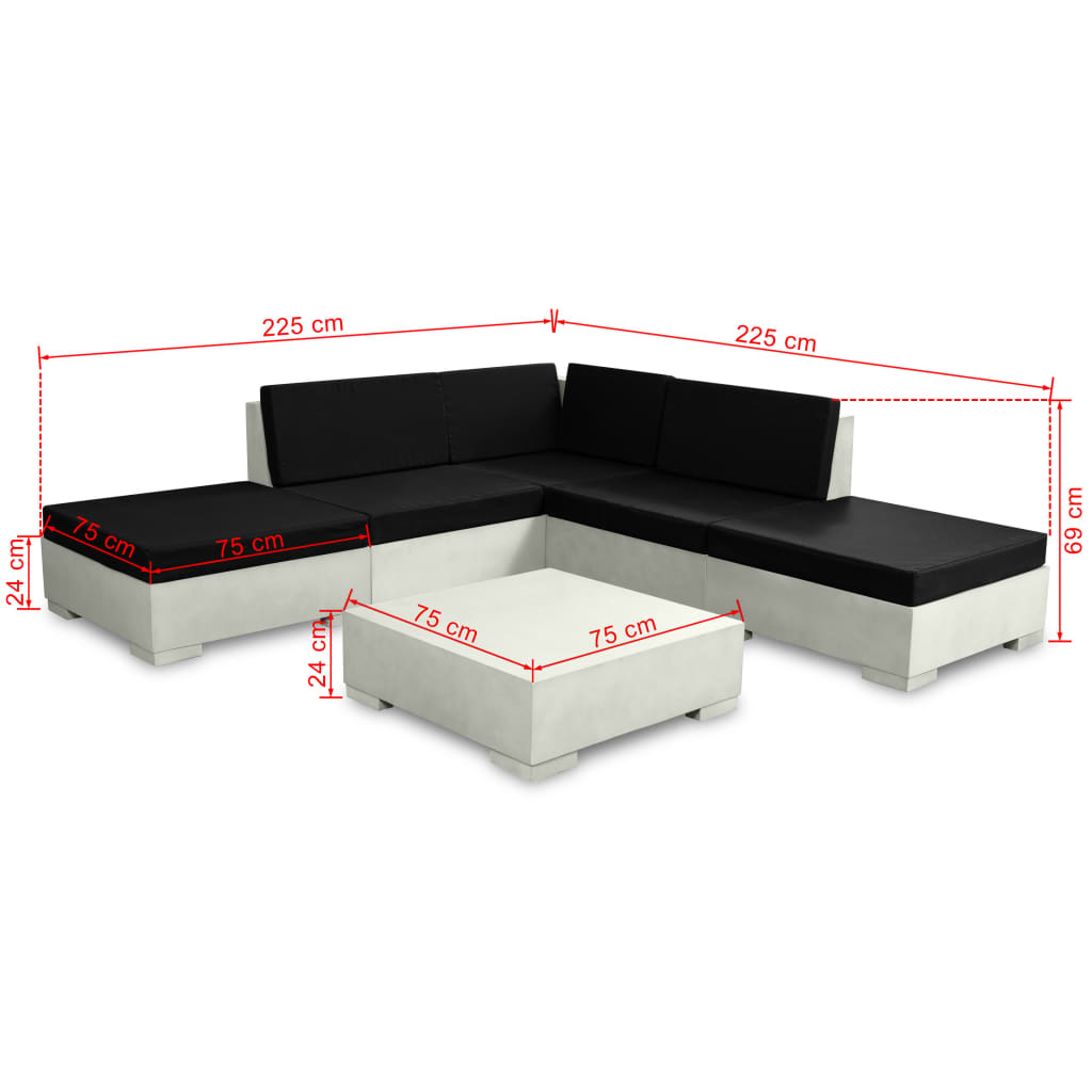 Vidaxl Set De Muebles De Jardín 6 Piezas Y Cojines Hormigón Gris_2
