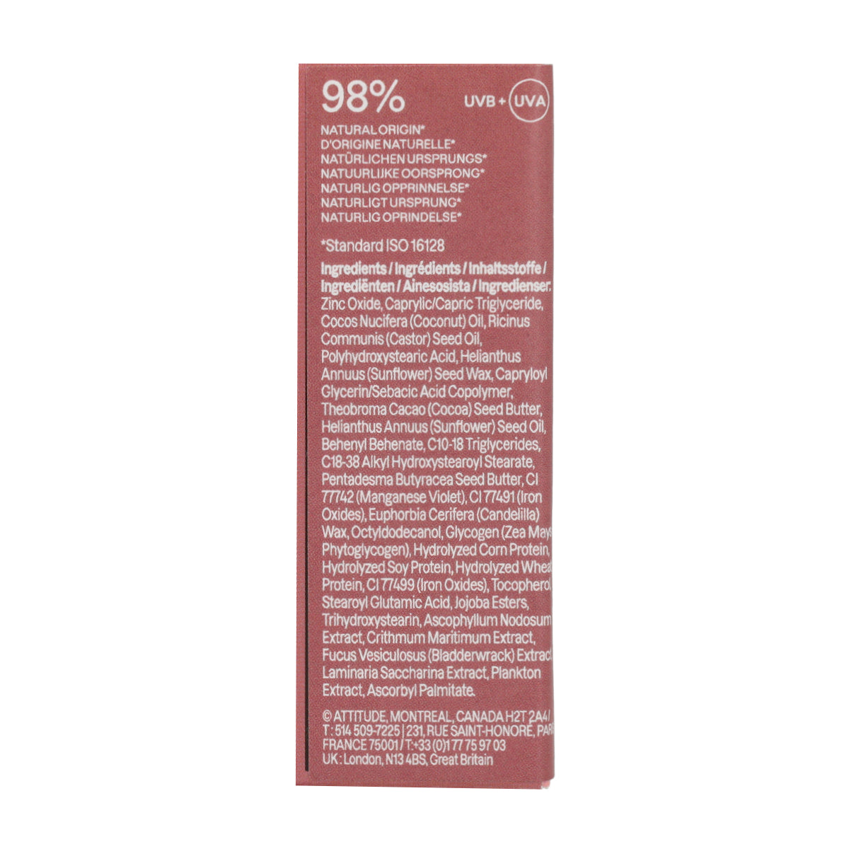 Oceanly - PHYTO-SUN Bálsamo labial con color SPF 30 - Terracota, Attitude, 8'5g