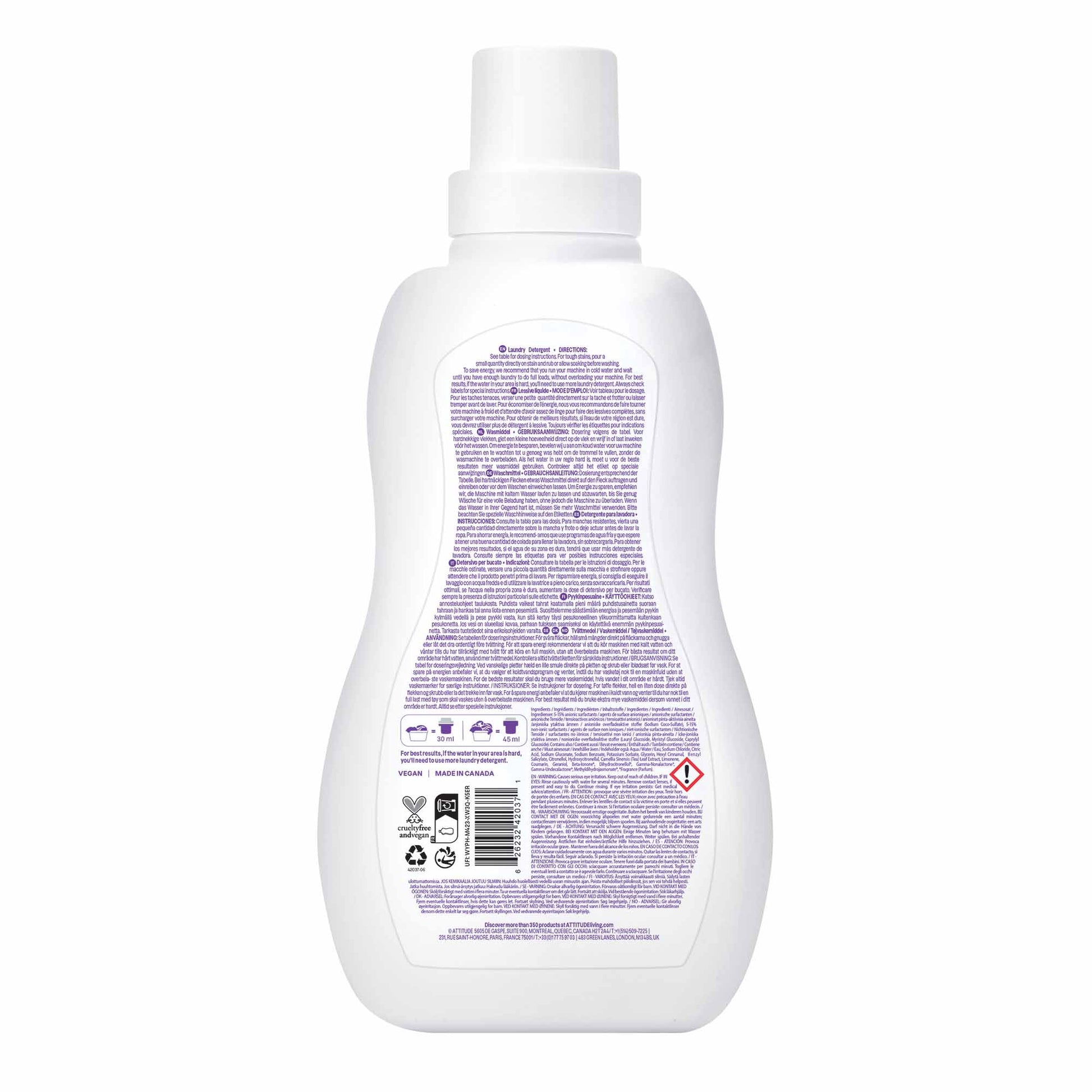 Detergente para ropa Baby Leaves Sweet Lullaby Attitude 35 lavados