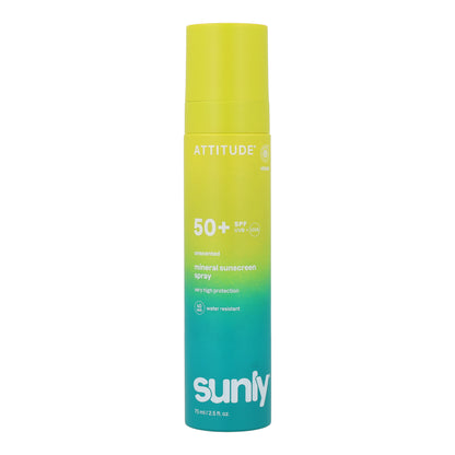 Mineral sunscreen Spray Face &amp; Body SPF 50 unscented Attitude Sunly 75 ml