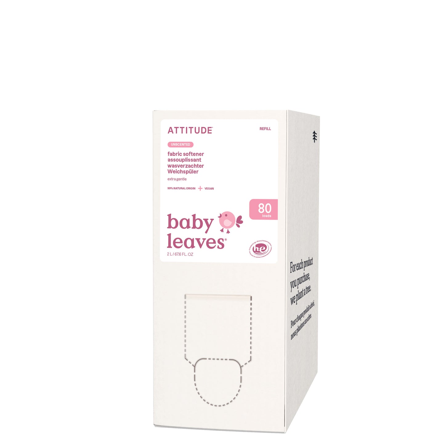 Suavizante para ropa Baby Leaves sin perfume Attitude 80 lavados