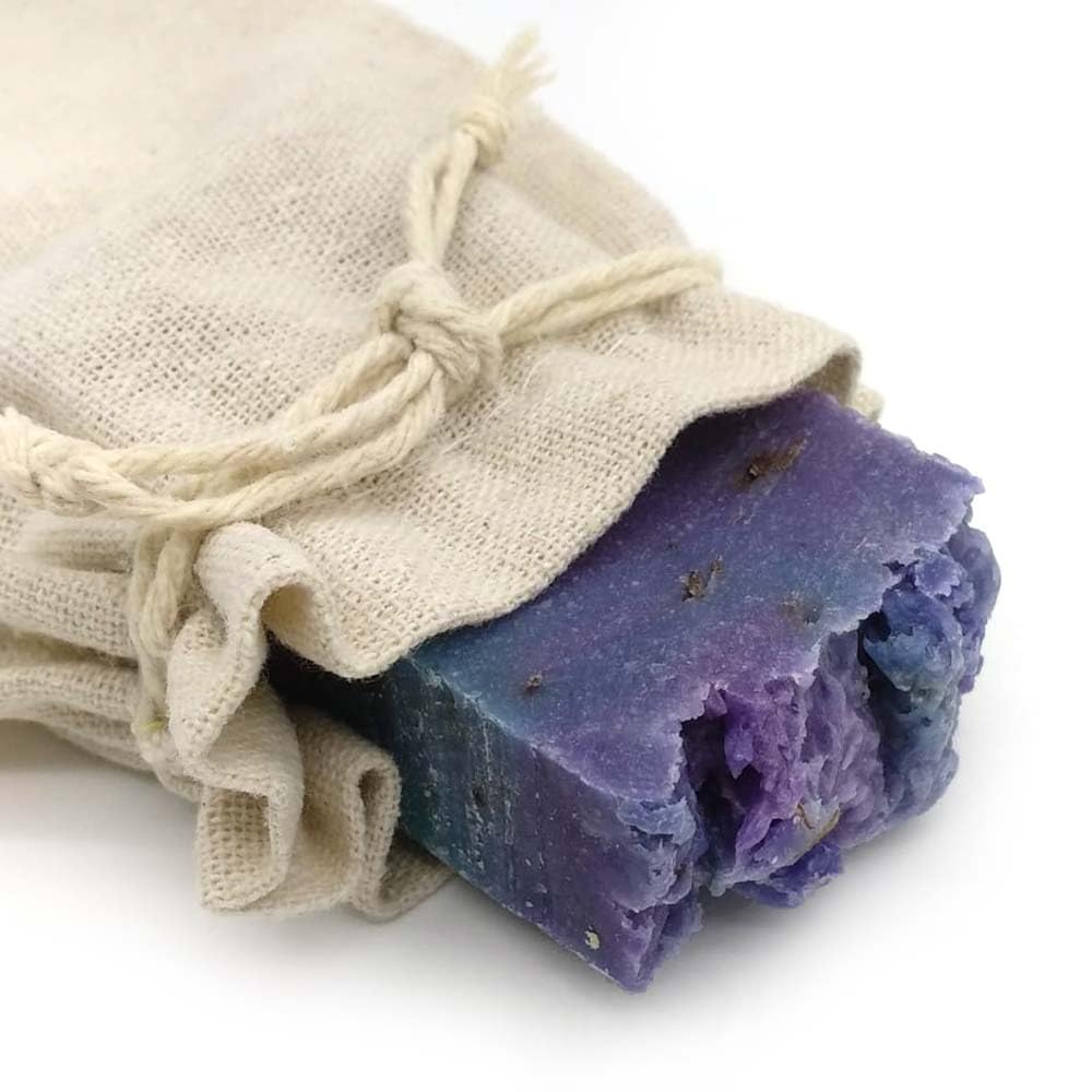 Jabón Natural Lavanda 90g En Bolsa Regalo De Yute - Piel Grasa - Calma La Piel Irritada - Reduce La Aparición Del Acné_0