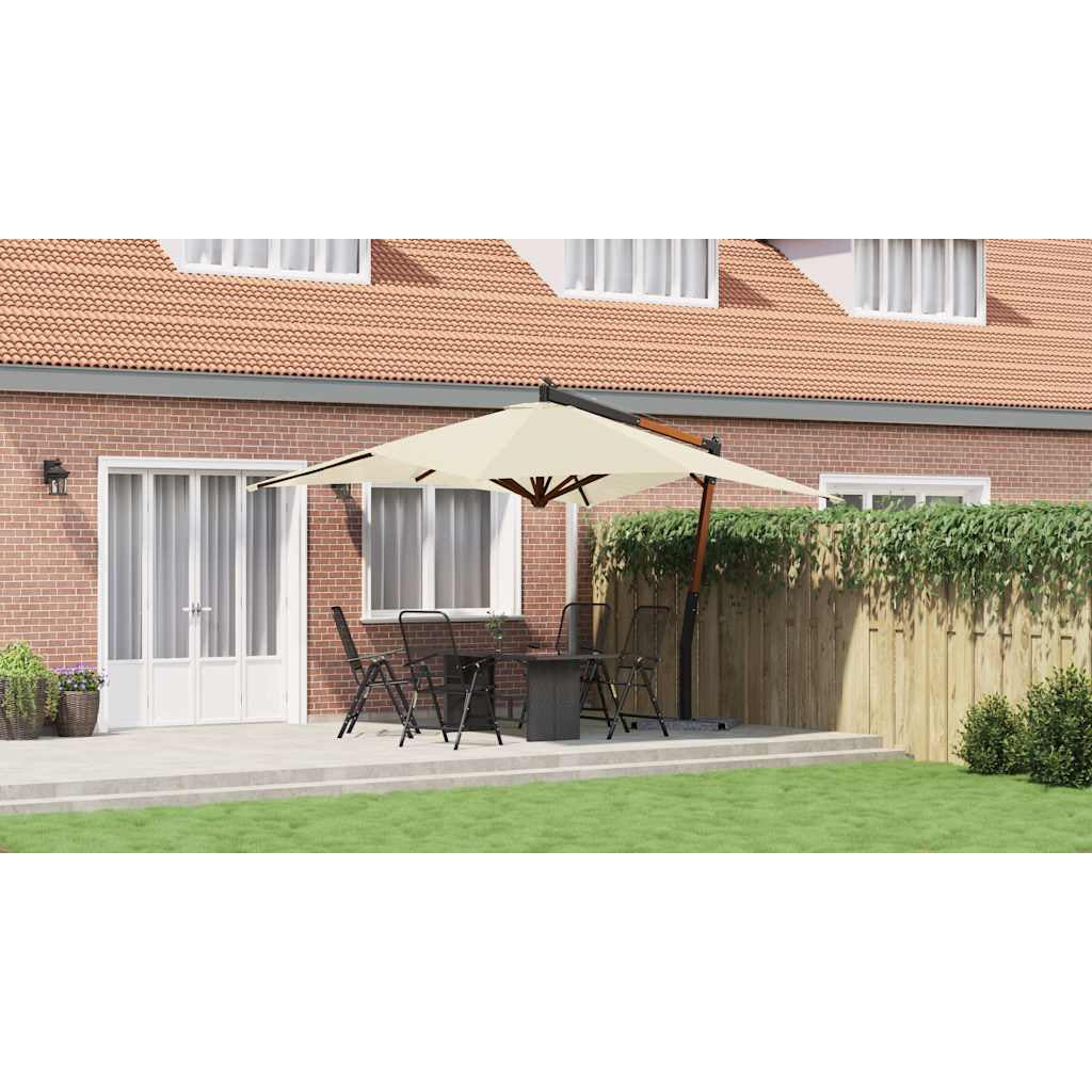 Vidaxl Sombrilla Jardín Voladiza Palo De Madera Arena Blanco 400x300cm_3