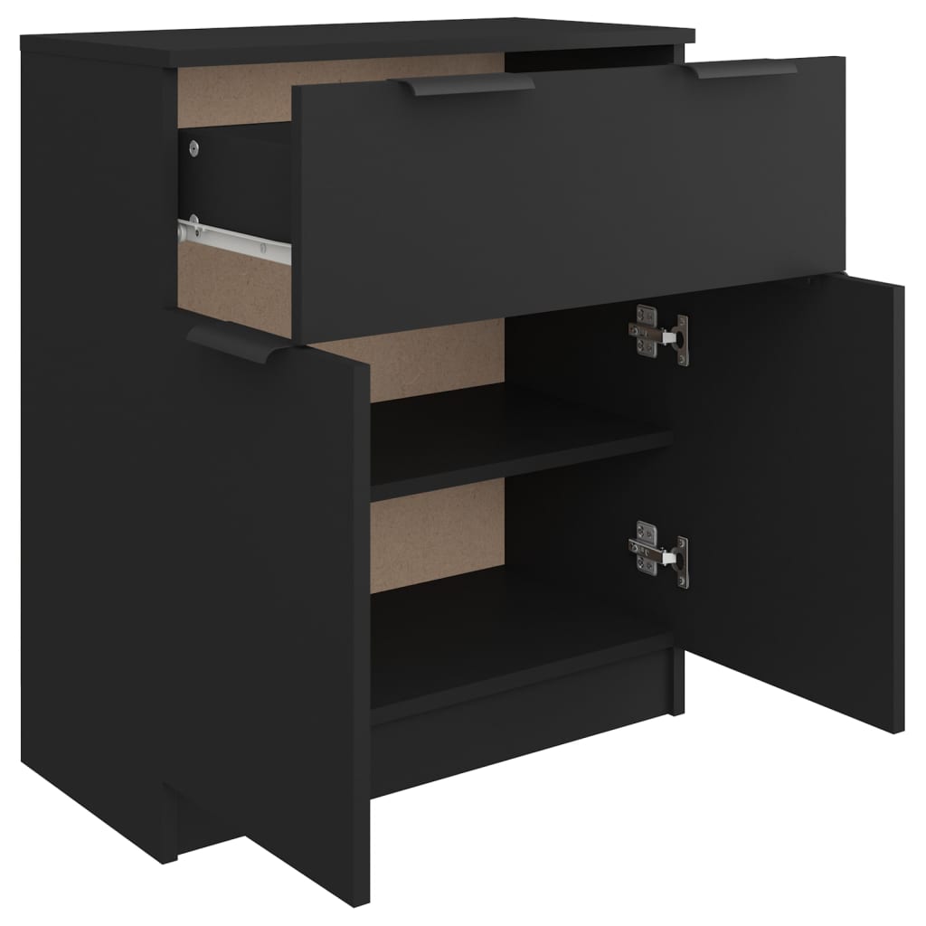 Aparador De Madera Contrachapada Negro 60x30x70 Cm / Vetonek_1
