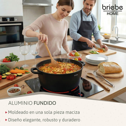 Briebe Cacerola Cocina Inducción Antiadherente Titanio, Cazuela 20cm, Aluminio Fundido Sin Pfoa, Tapa, Black Titanium_3