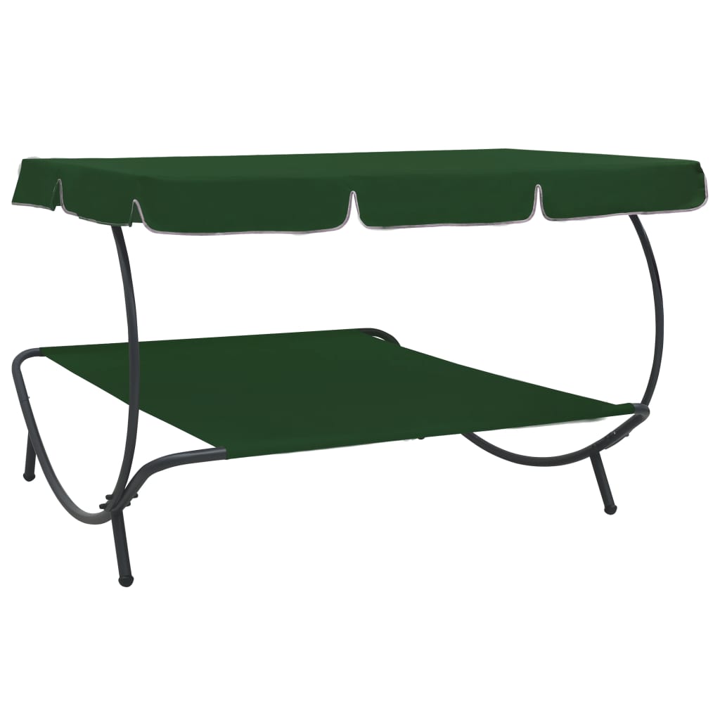 Tumbona Sofá De Jardín Con Toldo Verde_3