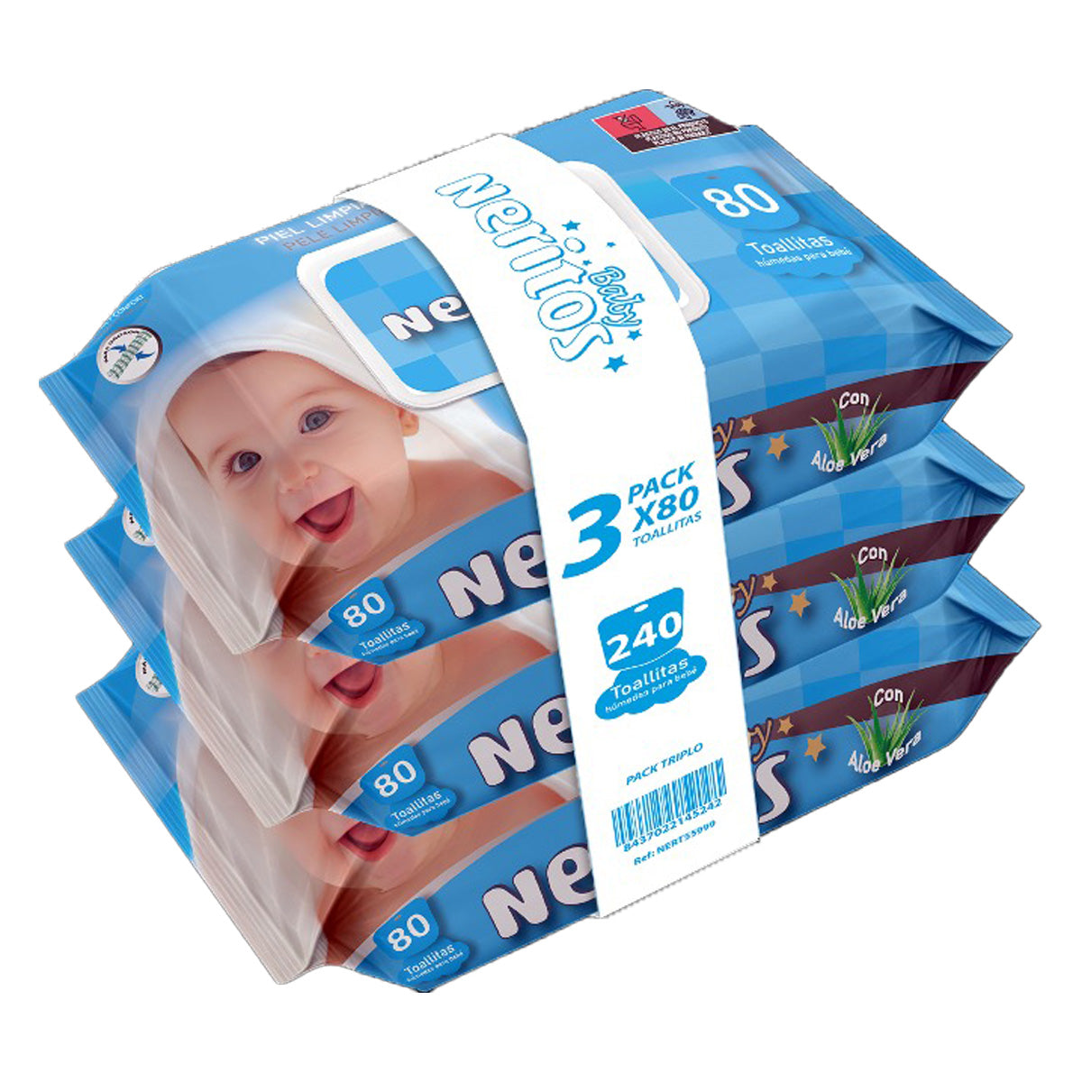 Toalhitas Neritos Baby Aloe Vera x80 Pack Triplo