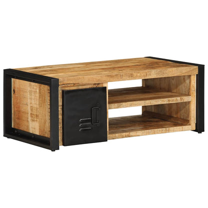 Mesa De Centro De Madera Maciza De Mango Rugosa 90x50x36 Cm_1
