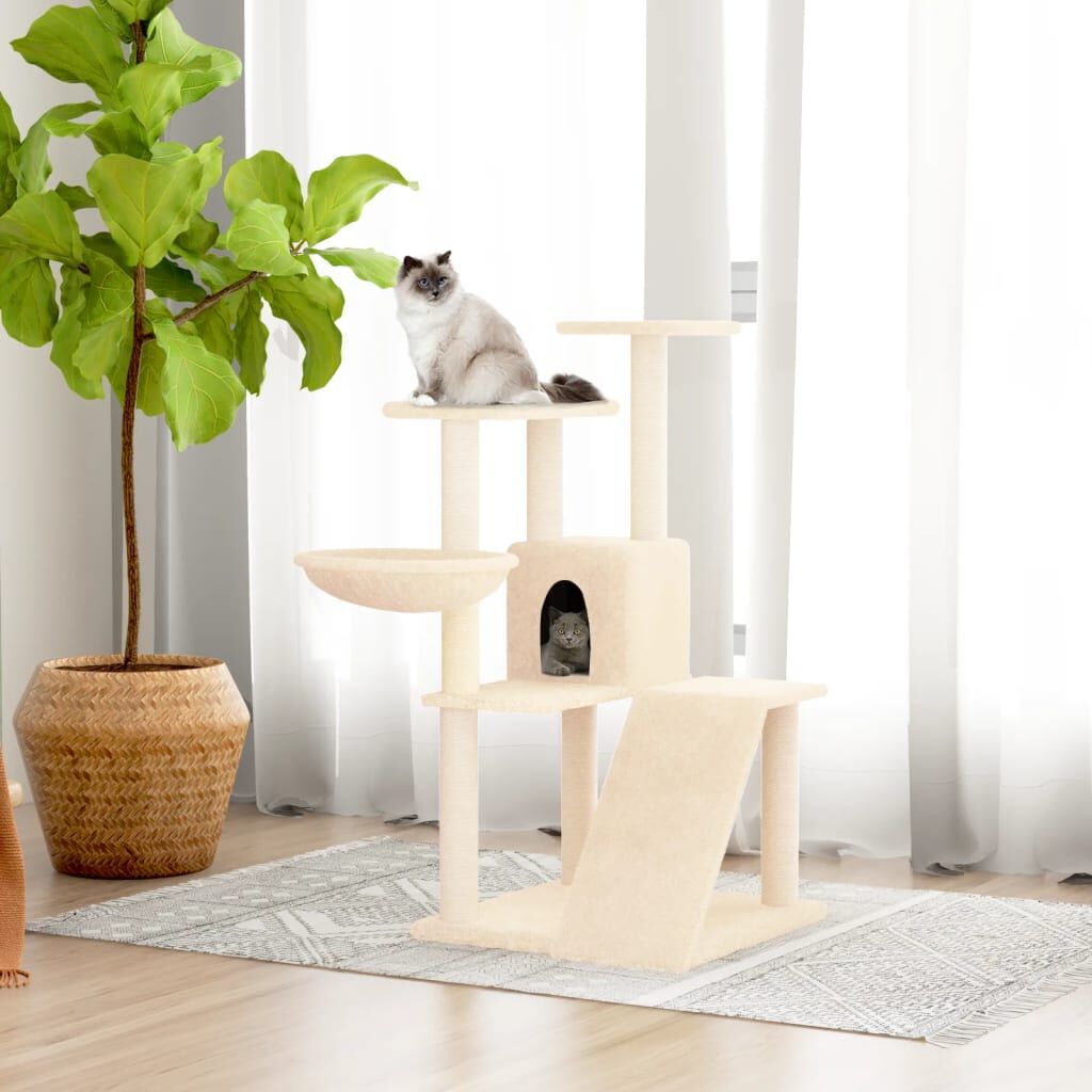 Vidaxl Rascador Para Gatos Con Postes De Sisal Crema 94 Cm_1
