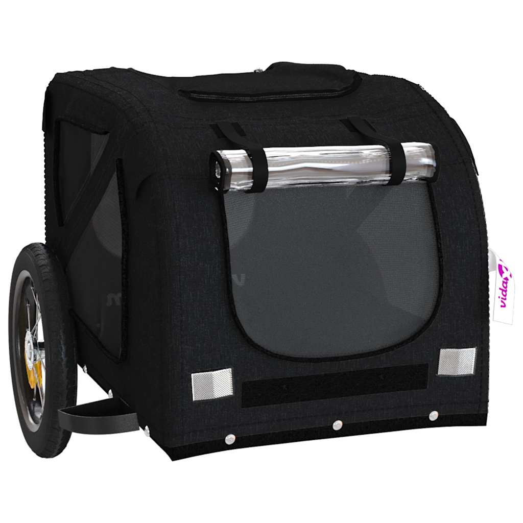 Remolque De Bicicleta Mascotas Hierro Tela Oxford Negro_4