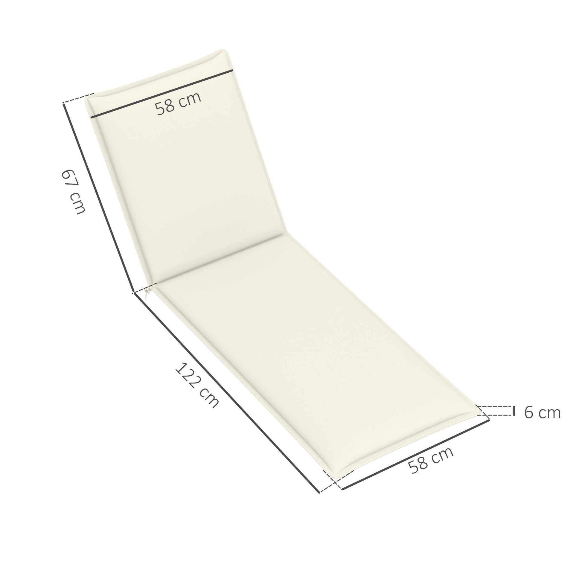 Outsunny Pack 2 Cojines Para Tumbonas Plegables 193x58x6 Cm Crema_2