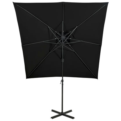 Vidaxl Sombrilla Jardín Voladiza Con Cubierta Doble Negro 250x250 Cm_4