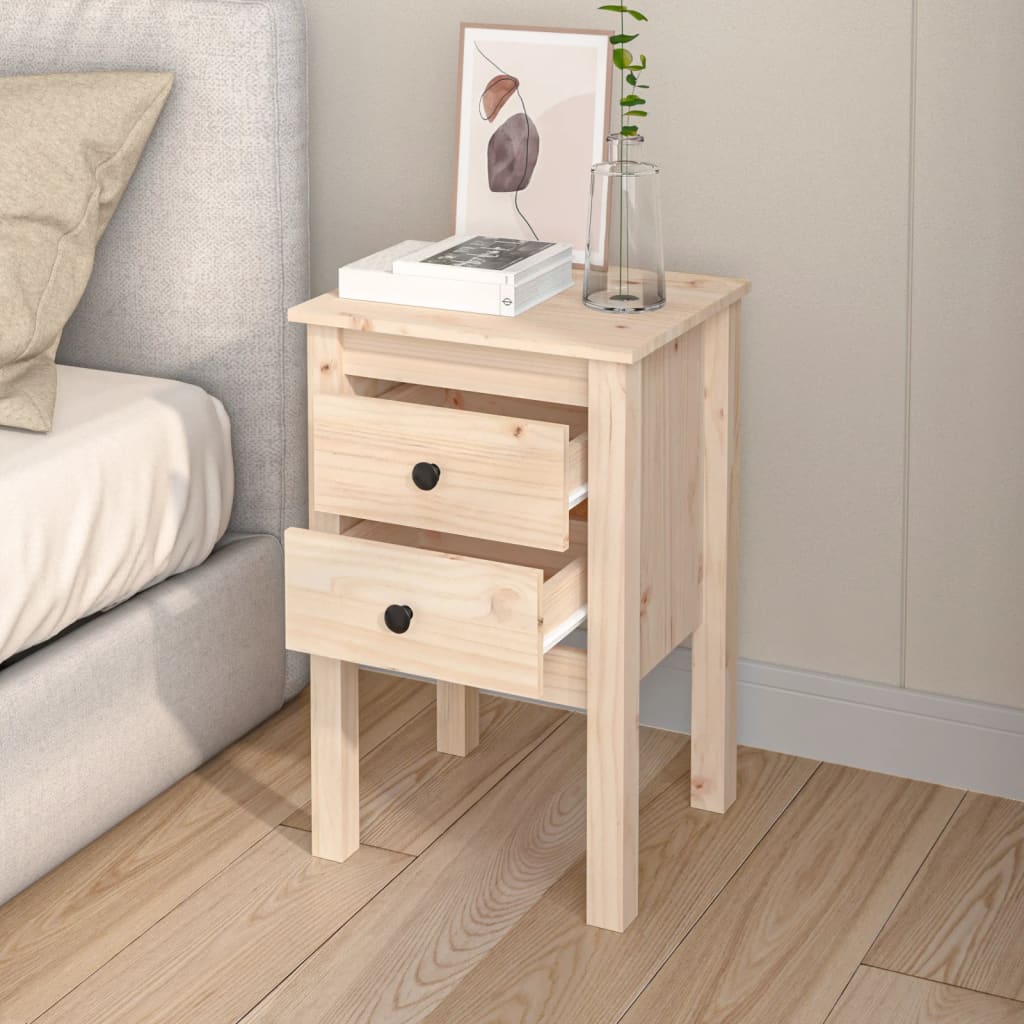 Mesita De Noche Madera Maciza De Pino 40x35x61,5 Cm_1
