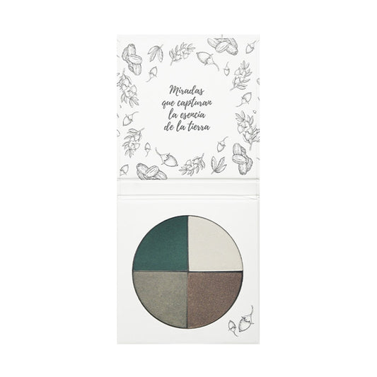 Sombra 4 Cores 02 Verde Astúrias Com Óleo de Jojoba e Rosa Mosqueta, NaturaBio Cosmetics 4 x 1,6g