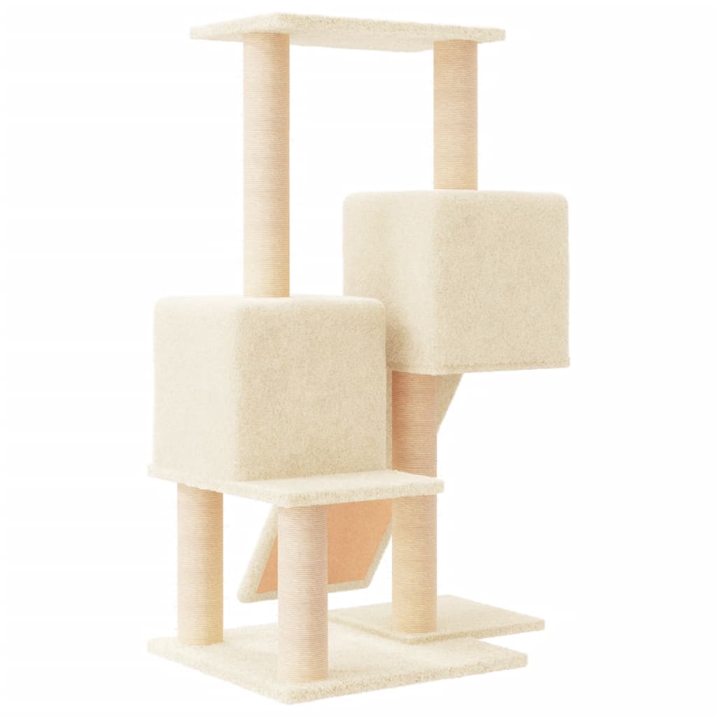 Rascador Para Gatos Con Postes De Sisal Color Crema 82 Cm_4