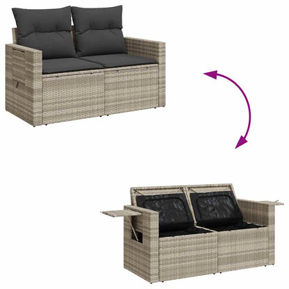 Set De Sofás De Jardín 7 Pzas Con Cojines Ratán Pe Gris Claro / Vetonek_2