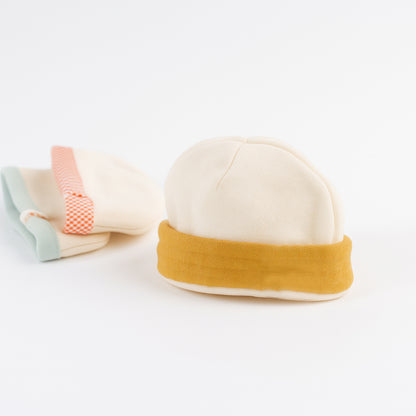 Capota De Nacimiento De Algodón Orgánico Blanco Y Miel_1