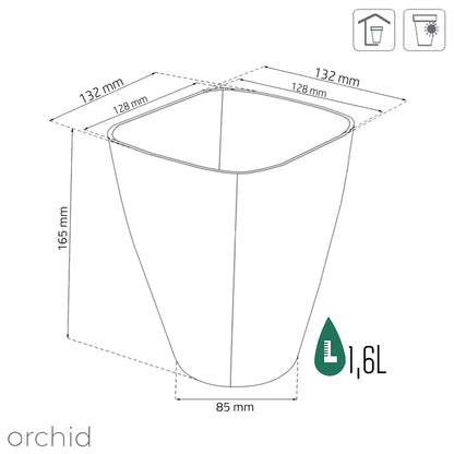 Maceta Coubi Orchid 1,6l., Dimensiones (mm) 132x132x165, Color Antracita
