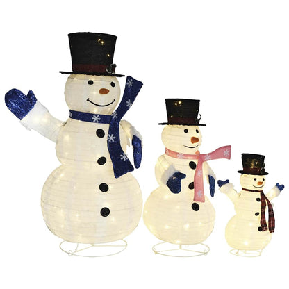 Vidaxl Familia De Muñecos De Nieve De Navidad Con Led Tela Lujosa_0