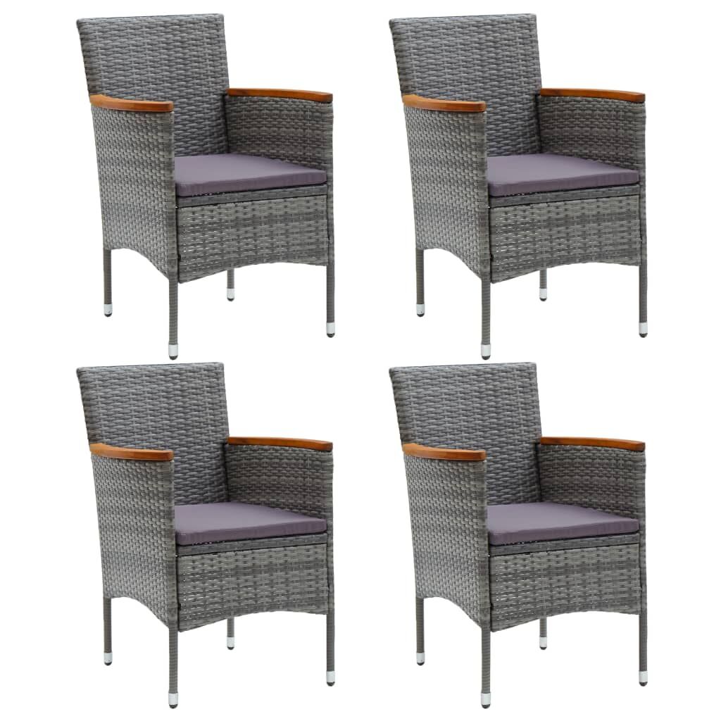 Vidaxl Sillas De Comedor Para Jardín 4 Unidades Ratán Sintético Gris_0